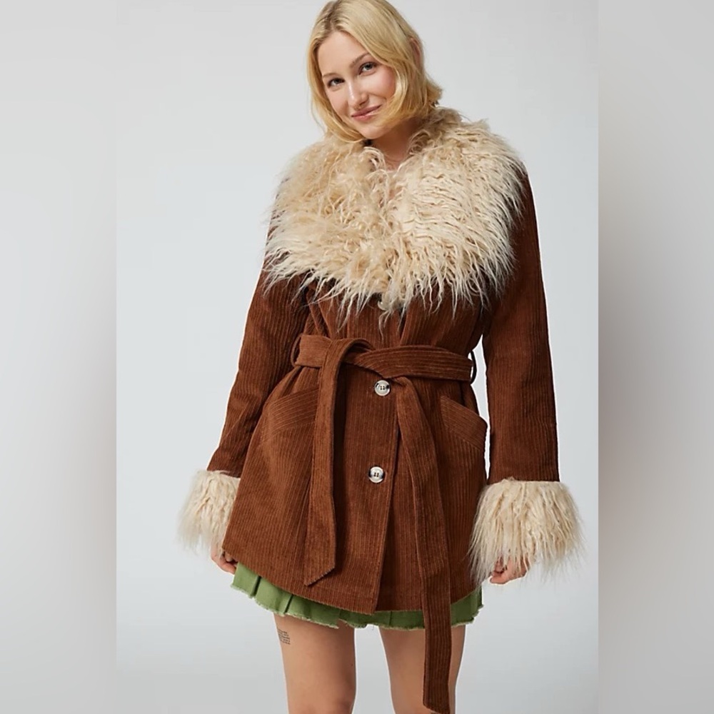 UO Tasha Faux Fur Corduroy Coat | Penny Lane Coat